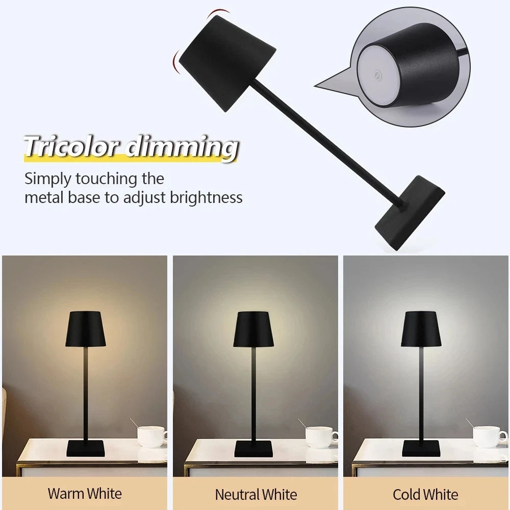 LED Rechargeable Table Lamp Bar Restaurant Wireless Touch Lamps