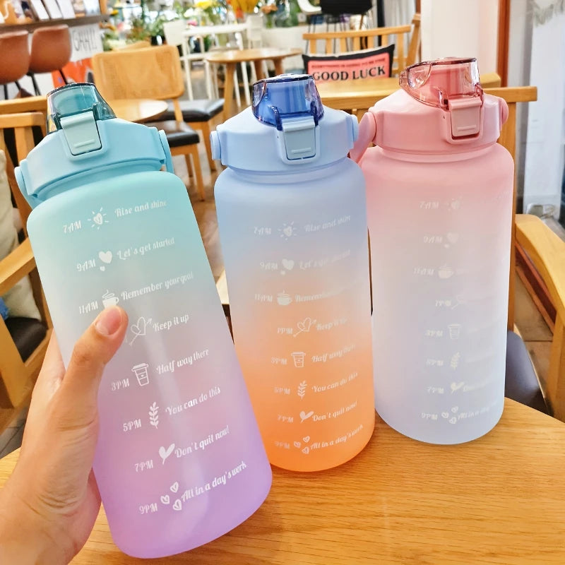 Water Bottle Stay Hydrated Motivated Leakproof Plastic Sport Bottle