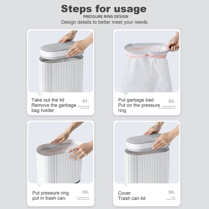 Automatic Sensor Trash Can Fashionable Roman Striped Toilet Trash Can