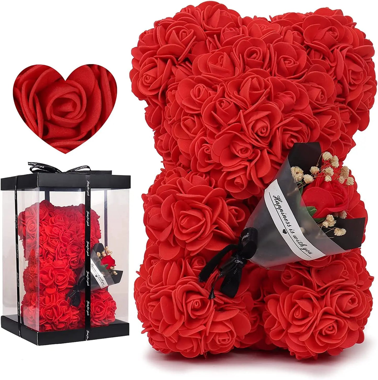 1pc 24cm Rose Bear with flower bouquet Artificial Foam Flowers Bear Romantic Creative Gifts For Valentines Day Anniversary Gift